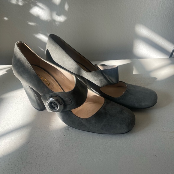 Prada Women's Dark Gray Suede Heels - Picture 2 of 7